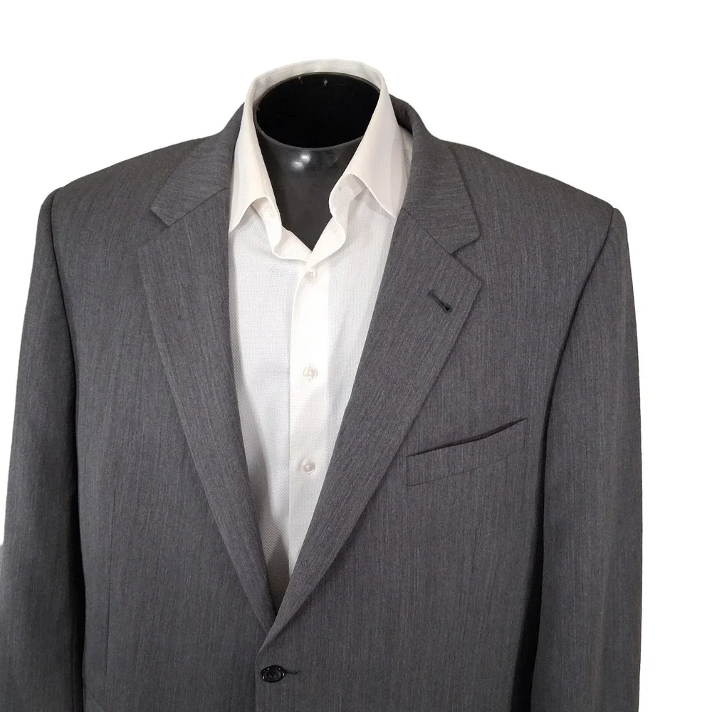 Jos A Bank Blazer Mens 48R Gray Herringbone Wool Signature Collection 2 Button